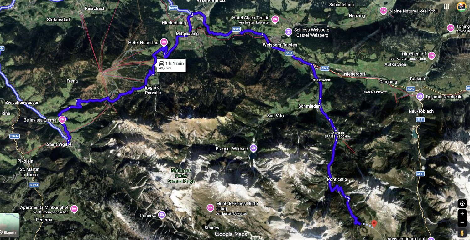 Route ab St. Vigil zur Plätzwiese