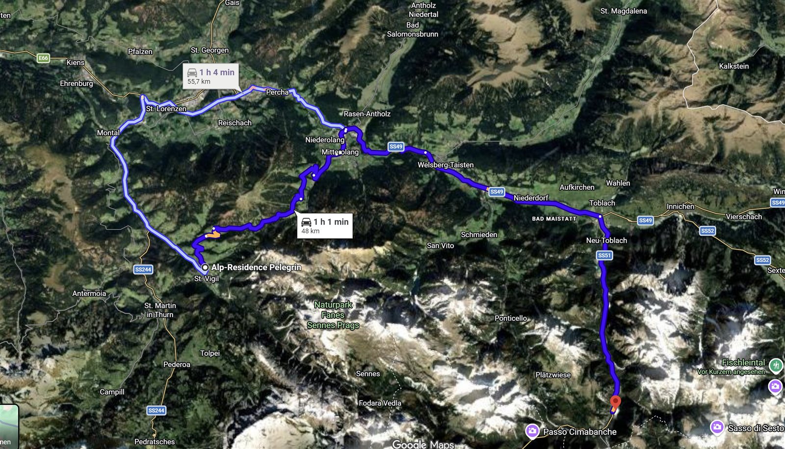 Route ab St. Vigil zum Dürrensee