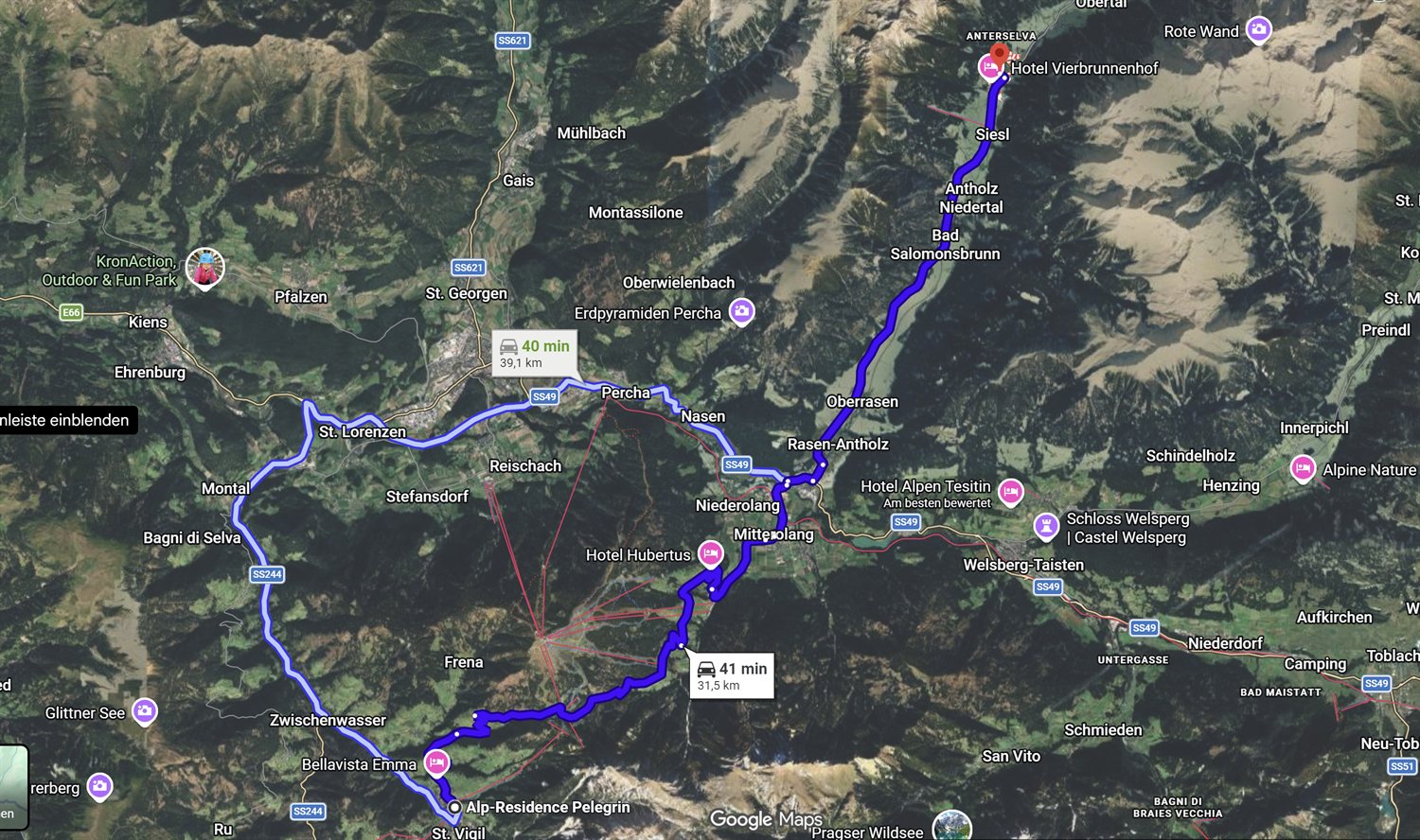 Route ab St. Vigil ins Antholzertal