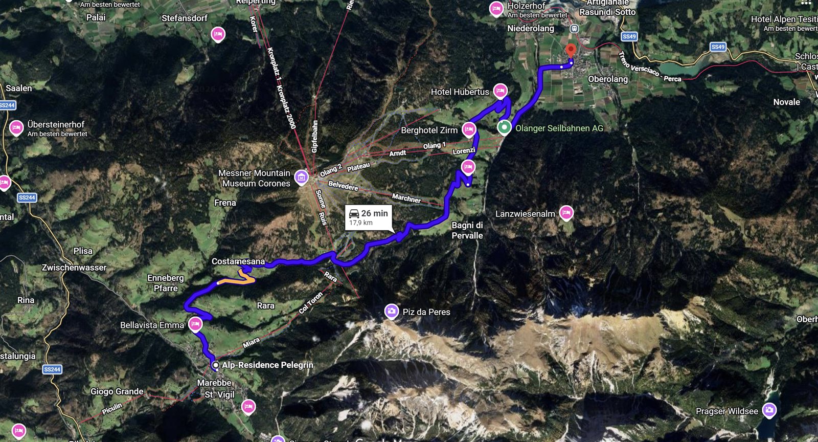 Route ab St. Vigil zum Spitzhorn bei Olang