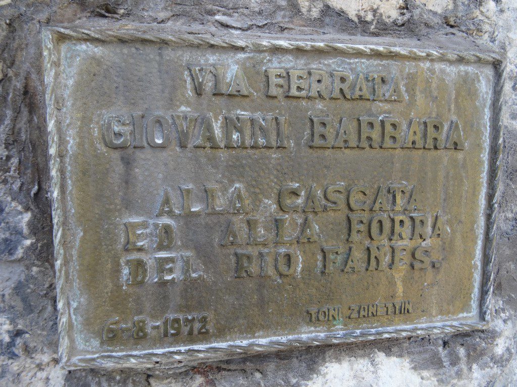 Gedenktafel Via Ferrata Giovanni Barbara von 1972