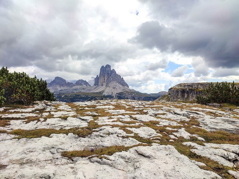 Blick auf die Drei Zinnen vom Monte Piano