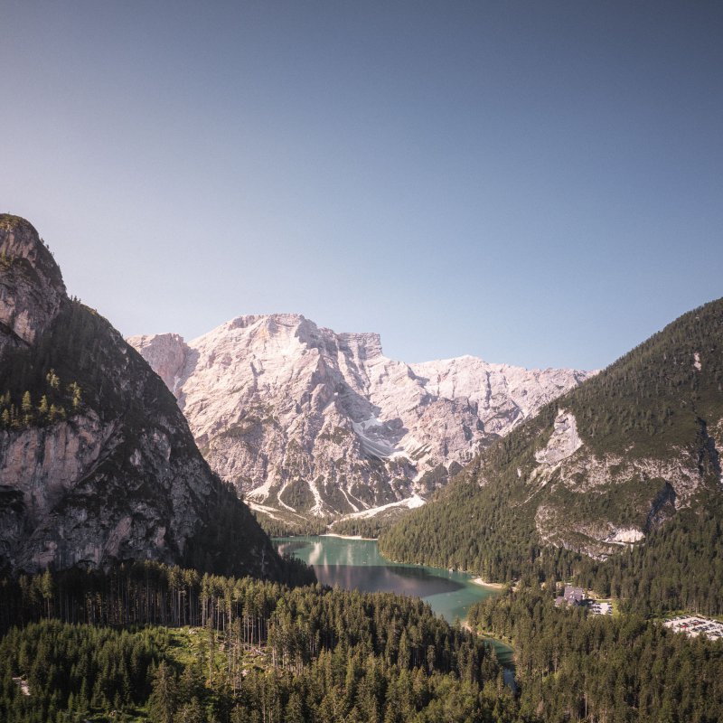 Pragser Wildsee mit Seekofel von oben