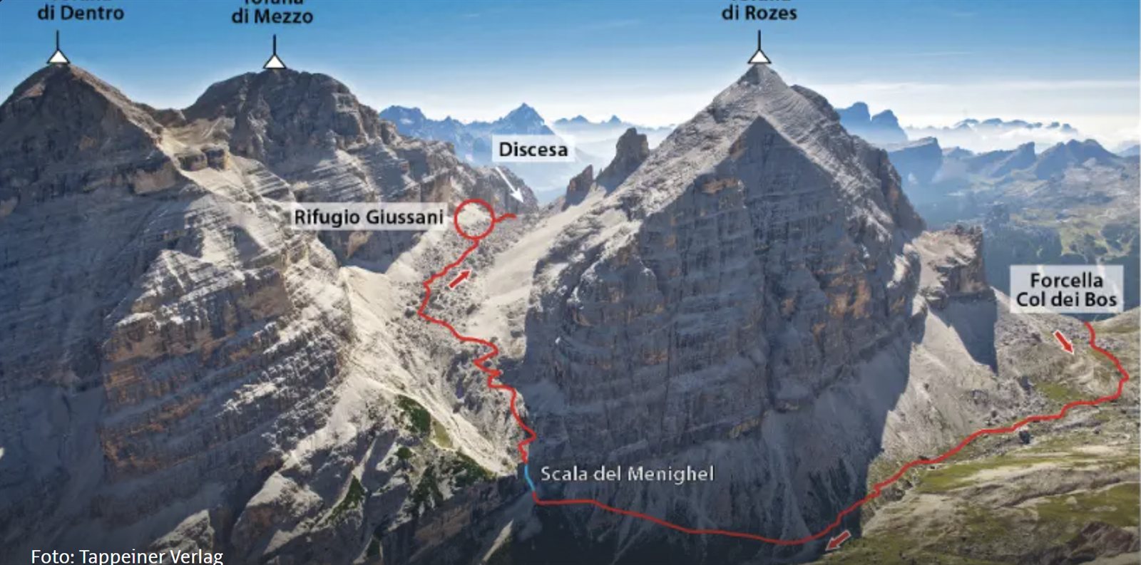 Routenübersicht der Tofana-di-Rozes-Umrundung